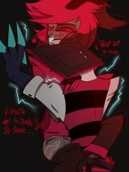 2boys alastor_(hazbin_hotel) alastor_x_vox ambiguous_penetration anal blushing clothed_sex gay hazbin_hotel radiostatic radiostatic_hate_sex stand_and_carry_position vox_(hazbin_hotel) yaoi