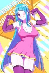 blue_hair dress lindaroze me!me!me! meme_(me!me!me!) panties skimpy_dress tagme white_skin