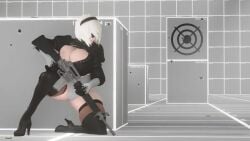 1girls 3d android animated goddess_of_victory:_nikke huge_ass leotard m16 nier:_automata nurico shaking_butt tagme video yorha_2b