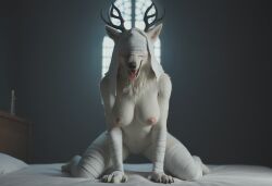 ai_generated anthro anthropomorphic beautiful bed bedroom big_breasts bloodborne breasts breeding_request canine drooling female fur furry furry_only impregnation_request in_heat inviting_to_sex looking_at_viewer seductive seductive_look seductive_smile sexy sexy_body sexy_pose tits_out vicar_amelia wanting_cock wanting_sex werewolf wet_pussy wolf wolf_girl