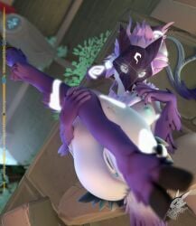 2025 3d_(artwork) anthro anus areola biped bird's-eye_view black_markings bovid breasts caprine claws cloven_hooves digital_media_(artwork) female genitals gloves_(marking) hair hi_res high-angle_view hooves inside kespr kindred_(lol) lamb_(lol) league_of_legends leg_markings looking_at_viewer lying mammal markings mask neck_tuft nipples nude on_back pose pussy riot_games sheep short_hair small_breasts socks_(marking) solo tencent tuft unguligrade wearing_mask white_body white_hair