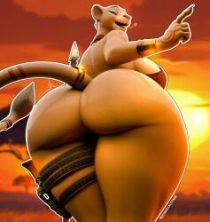 3d anthro ass_focus big_breasts breasts disney fat_ass huge_ass huge_breasts mechanicalstage nala_(the_lion_king) the_lion_king thick_ass