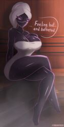 alien alien_girl alien_humanoid alien_only duck_dodgers female martian martian_(duck_dodgers) queen_tyr'ahnee sauna tagme towel_only
