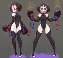 1girls boxing_gloves breasts female female_only glitch_productions leotard pomni_(burrotello) pomni_(cosplay) pomni_(the_amazing_digital_circus) sexy sexy_pose the_amazing_digital_circus the_amazing_digital_fight_club tiny_female worried_expression