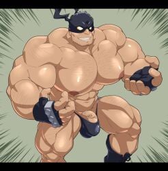 balls bara bulge flaccid iwao_oguro knuckleduster_(my_hero_academia) maldu male male_only muscles muscular my_hero_academia penis smooth_penis solo solo_male vigilante:_my_hero_academia_illegals