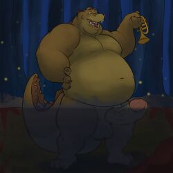 1:1 3_toes alligator alligatorid anthro arthropod balls bayou beetle biceps claws crocodile crocodilian disney elateroid erection exhibitionism feet firefly forest genitals hi_res humanoid_genitalia humanoid_penis insects louis_(tpatf) male mamayong_(artist) moobs musclegut muscular musical_instrument navel overweight pecs penis plant public reptile scalie sharp_teeth slightly_chubby slightly_chubby_male solo swamp tail teeth the_princess_and_the_frog thick_penis thick_tail thick_thighs toes tree water