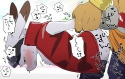 anal anal_sex anthro anthro_penetrated arm_grab biped blush bodily_fluids bottomwear bottomwear_down clenched_teeth clothed clothing digital_media_(artwork) duo eyewear eyewear_on_head fur goggles goggles_on_head hi_res jacket japanese_text king_kazma kurimo_jinguy lagomorph leporid love_machine male male/male male_anthro male_penetrated male_penetrating male_penetrating_male mammal open_clothing open_jacket open_mouth open_topwear pants pants_down partially_clothed penetration rabbit red_clothing red_eyes red_jacket red_topwear sex sleeveless_jacket speech_bubble standing summer_wars sweat tears teeth text thought_bubble topwear white_body white_fur zipper