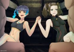 2boys 2girls atramada1 female group holding_hands male nintendo sena_(xenoblade) sex shania_(xenoblade) side_ponytail twintails xenoblade_(series) xenoblade_chronicles_3