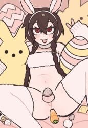 1futa 2025 2d :p akemi_akai animal_ear_hairband animal_ears anus ass balls bottomless braid brown_hair bunny_ears buttplug_tail carrot_dildo carrot_vibrator chastity_cage choker condom digital_media easter futa_only futanari hair_ornament holidays intersex original original_character partially_clothed peace_sign peeps pillow posing pupn1k red_eyes smile solo stockings testicles tongue_out transfem transgender vibrator vibrator_in_ass