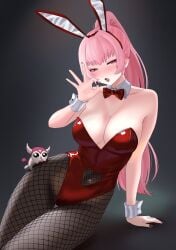 1girls 2d 2d_(artwork) big_breasts black_background blush breasts bunny_ears bunnysuit cleavage condesavr cumdenado_(condesavr) estebaneishon1 fanart fanart_from_twitter female female_focus female_only hourglass_figure latam_virtual_youtuber light-skinned_female light_skin long_hair looking_at_viewer pink_eyes pink_hair ponytail red_bunny_ears red_bunnysuit sexy simple_background sitting solo solo_female solo_focus tight_clothing virtual_youtuber vjin vtuber vtuberfanart young younger_female