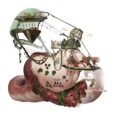 amputee big_breasts big_nipples body_modification branded branding_mark breasts elden_ring forniphilia futanari gag gagged huge_belly living_furniture pregnant pregnant_belly prosthetic quadruple_amputee rya_(elden_ring) serving_tray sezdraw waitress