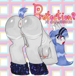 anus big_ass blue_hair eyelashes fat fat_ass fatty lips oc original_character pink_eyes pony red_lipstick text udders uncensored vagina