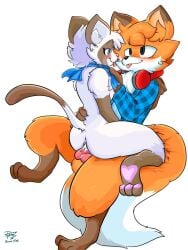 3:4 andromorph brock_(brock_fox) brock_fox canid canine duo felid feline female female/female feral fox hi_res intersex male male/male mammal toto_(pimnecone)