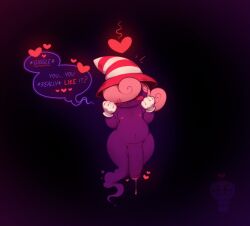 artist_logo big_penis blush bodily_fluids clothing dialogue dripping english_text flaccid genital_fluids genitals gloves hair handwear hat headgear headwear heart_symbol humanoid legless logo male mario_bros nervous nervous_smile nintendo nipples not_furry nude nude_male paper_mario paper_mario:_the_thousand_year_door penis pink_hair precum precum_drip purple_body purple_skin screwbones shadow_creature shadow_siren simple_background slightly_chubby smile solo speech_bubble text trans_(lore) trans_woman_(lore) vivian_(mario) wide_hips witch_hat