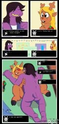 bite comic deer deltarune di-fl dialogue dominant dominant_female english_text female female/female hi_res lizard mammal neck_bite new_world_deer noelle_holiday reindeer reptile scalie submissive submissive_female susie_(deltarune) text undertale_(series)