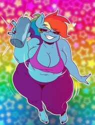 1girls anthro anthrofied ass big_ass big_breasts big_butt breasts cum cum_in_bottle curvaceous curvy curvy_figure equine female female_only friendship_is_magic furry gayplantsex hasbro heart high-angle_view horse huge_ass huge_breasts looking_at_viewer my_little_pony pony pubic_hair_in_cum rainbow_background rainbow_dash_(mlp) rainbow_hair smug smug_face solo solo_female thick_thighs voluptuous voluptuous_female wide_hips workout_clothes yoga_pants