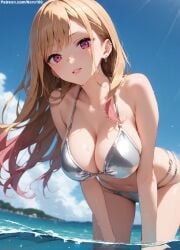 1girls 2d ai_generated areolae armpit bangs bare_arms big_breasts bikini bikini_bottom bikini_top blonde_hair breasts chest curvy curvy_figure cute cute_face detailed earrings eyelashes eyeshadow female female_only fit fit_female focus hair high_quality in_water kitagawa_marin large_breasts leaning_forward legs light-skinned_female light_skin lips lipstick long_hair looking_at_viewer makeup mascara micro_bikini ocean pale-skinned_female pale_skin perky_breasts piercing pink_eyes posing sea seductive seductive_look selfie sono_bisque_doll_wa_koi_wo_suru stable_diffusion tagme thighs thin_waist underwear