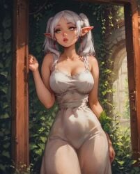1girls ai_generated aisinful big_breasts breasts cleavage female female_only frieren frieren_beyond_journey's_end green_eyes hi_res large_breasts medium_breasts sousou_no_frieren sundress twintails white_hair wide_hips