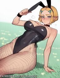 1female 1girls 2d 2d_(artwork) ai_generated alternate_breast_size ass_focus big_ass big_breasts blonde_hair blue_eyes breasts bunny_girl bunny_tail bunnysuit camel_toe cameltoe cleavage cleavage_cutout female large_breasts large_butt nintendo patreon patreon_username playboy_bunny pointy_ears princess_zelda ryogangg short_hair tears_of_the_kingdom the_legend_of_zelda