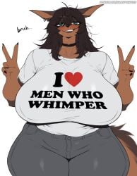 1girls absurd_res anthro anthrofied big_breasts black_hair blue_eyes breasts breasts_bigger_than_head brown_body brown_fur brown_skin busty canid canine choker clothed clothing copain_(kuru_tyan) dialogue digital_media_(artwork) dobermann english_text eyebrows eyelashes female female_focus female_only fur furaffinity_link furry gigantic_breasts hi_res hourglass_figure huge_breasts kuru_tyan looking_at_viewer mammal motion_lines original peace_sign solo thick_thighs voluptuous voluptuous_female wide_hips