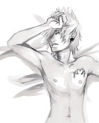 1boy kingdom_hearts male male_only monochrome nobody_(kingdom_hearts) roxas solo tagme tattoo