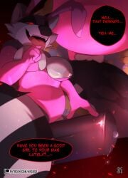 2025 absurd_res ann_coon_(hgoldenbell) anthro anthro_on_anthro argosornstein big_penis black_body black_fur black_nose bovid bovine breasts bunny_costume cattle clothed clothed_anthro clothed_female clothing comic costume dialogue duo english_text erection fake_ears fake_rabbit_ears fangs female fur genitals grey_body grey_fur hercules_(argosornstein) hi_res huge_cock larger_male male male/female mammal markings nipple_slip nipples open_mouth open_smile penis procyonid pussy raccoon ring_(marking) ringed_tail size_difference smaller_female smile speech_bubble striped_markings striped_tail stripes tail tail_markings teeth text tongue url