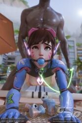 3d 3d_(artwork) 3d_render 3dx anal anal_sex ball_gag breasts collar d.va d.va_(overwatch_2_suit) doggy_style female female_focus femsub fucked_from_behind fucked_silly gag gagged gs3d hana_song headphones interracial leash leashed male_penetrating_female maledom overwatch overwatch_2 sex sex_from_behind slut tits_out whore whored_out
