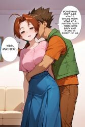 ai-created ai_generated brock_(pokemon) couch delia_ketchum_(pokemon) picture_frame pokemon