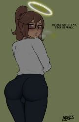 1boy abarus ass ass_focus big_ass big_butt brown_hair color color_edit colored_sketch colorshun femboy lynn_(abarus) male male_only original original_character purple_eyes rubber