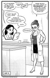 1bit-deviant anthro black_and_white border breast_reduction comic devolution duo english_text female gene haplorhine hi_res human mammal masturbation mental_transformation monkey monochrome primate science_fiction short_stack text transformation transformation_sequence url white_border