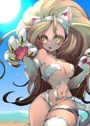 1girls big_thighs blonde_hair cosplay daisy_dandelion darkstalkers felicia_(darkstalkers)_(cosplay) female green_eyes idol-en idol_corp nonorenew thick_thighs virtual_youtuber wide_hips