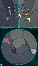 absurd_res anthro armwear artist_logo artist_name ass ass_to_ass astronomical_hyper balls balls_expansion bedroom_eyes big_balls big_butt big_penis blush boots bottom_heavy bubble_butt butt_expansion butt_squish canid canine canis clothing cosmic_background curvy_figure duo ear_piercing ear_ring elbow_gloves emanata expansion eyelashes femboy flash_emanata footwear freckled_butt freckled_face freckled_shoulders freckles genital_expansion genitals gloves hand_holding handwear hat headgear headwear hi_res holding_wand huge_balls huge_butt huge_cock humanoid_genitalia humanoid_penis hyper hyper_balls hyper_butt hyper_genitalia hyper_penis jackal kerchief knee_boots knee_highs legwear logo looking_at_viewer magic_jackal magic_user male mammal mostly_nude mushroom_wizard_(spaghettithefox) narrowed_eyes navel penis penis_expansion piercing red_kerchief ring_piercing seductive shoes signature small_waist squish teeth text thatdawgmurray thick_thighs tooth_gap wizard_hat