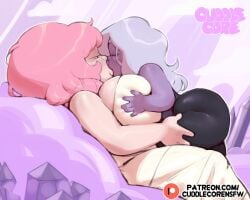 2025 2d 2d_(artwork) 2girls amethyst_(steven_universe) ass big_ass big_butt breasts cartoon_network cuddlecore female female_only gem_(species) high_resolution highres humanoid_penis kissing pink_hair purple_body purple_eyes rose_quartz_(steven_universe) steven_universe
