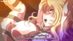 animated big_breasts blonde_hair breasts murakami_teruaki sei_dorei_gakuen_2 spanish_text