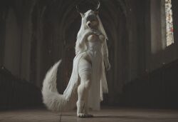 ai_generated anthro anthropomorphic big_breasts bloodborne breasts breeding_request canine female fluffy_tail fur furry furry_only impregnation_request in_heat inviting_to_sex looking_at_viewer seductive seductive_look seductive_smile sexy sexy_body sexy_pose tits_out vicar_amelia werewolf wet_pussy wolf wolf_girl