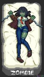 1girls bed breasts chains curvy electronic_arts female lowres pixel_art plants_vs_zombies popcap pussy ripped_clothing undead vagina zombie zombie_(pvz) zombie_girl