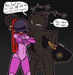 2025 4_fingers antennae_(anatomy) anthro anthro_on_anthro arthropod balls bea_(fr0gv0re) big_balls big_penis black_antennae black_balls black_body black_exoskeleton black_fur black_penis blue_nipples blush brand_(fr0gv0re) chest_tuft collar cross-popping_vein crossed_arms dominant dominant_anthro dominant_male duo erection exoskeleton female fingers fur genitals glans grey_helmet holding_leash holding_object humanoid_genitalia humanoid_penis imminent_sex insects leash lepidopteran looking_away male male/female moth mouthless navel navel_piercing nipples penis piercing pink_body pink_exoskeleton purple_glans pussy red_collar submissive submissive_anthro submissive_female tuft ultilix