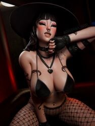 1girls 3d arm_up bare_shoulders big_breasts big_breasts big_breasts bikini_top black_hair black_nail_polish black_nails blush blush breasts breasts breasts choker earrings epic_games female female female_focus fingerless_gloves fishnet_legwear fishnets fortnite fortnite:_battle_royale hat legwear light-skinned_female light_skin long_hair looking_at_viewer makeup nail_polish navel_piercing necklace open_mouth painted_nails phaedra_(fortnite) piercing raviana_brwl septum_piercing sitting solo solo_female tagme tattoo tattooed_arm tattoos thick_thighs thighs tongue