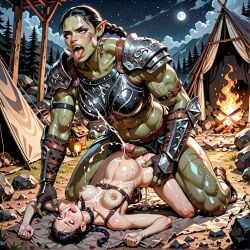 ahe_gao ai_generated cum_on_body futa_on_female muscular muscular_futanari orc_futanari orced pregnant_sex rape size_difference skyrim sweat