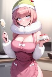 ai_generated ando_ruruka cake danganronpa danganronpa_3 female female_only naked_apron pink_hair tagme