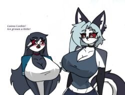2025 2girls anthro avian big_breasts bird blush breasts canid canid_demon canine choker cleavage clothed clothing demon digital_drawing_(artwork) digital_media_(artwork) female furry hellhound helluva_boss jewelry looking_at_another loona_(helluva_boss) mammal mythological_canine mythological_creature mythology necklace octavia_(helluva_boss) open_mouth owl owl_demon pace-maker simple_background small_waist solo surprised_expression talking_to_another wide_hips wolf wolf_ears wolf_girl wolf_tail