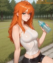 1girls ai_generated dota_2 female ginger green_eyes haart_ai lyralei nature orange_hair red_hair windranger