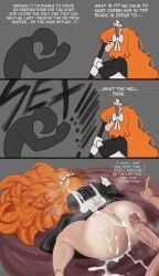 1boy 1boy1girl 1girls ambiguous_penetration cum freckles freckles_on_ass ishmael_(limbus_company) limbus_company maid maid_uniform project_moon tagme text twitch_lines twitching vammzu