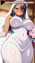 1girls 2025 ai_assisted ai_generated anime artist_name big_breasts big_chest black_hair blue_rose blush bouquet breasts bridal_veil bride brown_eyes bust busty chest clothed_female dark-skinned_female dark_skin dress earrings eyebrows_visible_through_hair falling_petals female female_focus female_only flower from_below gloves grin half-closed_eyes hayase_nagatoro hi_res high_quality high_resolution highres holding_bouquet indoors jewelry large_breasts long_hair looking_at_viewer nagatoro_hayase patreon patreon_username petals pink_flower pink_rose please_don't_bully_me,_nagatoro purple_rose red_rose rose rose_petals skypassion smile solo stable_diffusion veil watermark wedding wedding_dress wedding_veil white_gloves