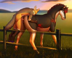 animal_genitalia animal_penis animal_pussy anthro anus ass black_body black_fur blue_pawpads blue_paws canid canine canine_genitalia canine_penis canis cattont clitoral_winking clitoris closed_eyes cloud detailed_background digital_media_(artwork) duo equid equine equine_genitalia equine_pussy erection female feral fur genitals grass grey_body grey_fur hair hi_res horse humping interspecies jackal male male/female male_penetrating mammal markings mountain nude open_mouth outside pawpads paws penetration penile penis plant pussy red_body red_fur selix sex sky smile tail tan_body tan_fur vaginal_penetration white_body white_fur zoophilia