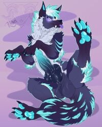 4:5 animal_genitalia animal_penis aura balls blep canid canine canine_genitalia canine_penis canis claws dire_wolf fangs feet feral genitals hi_res hind_legs hindpaw kibacreations knot knotted_penis legs_up male mammal mane pawpads paws penis prehistoric_species purple_eyes rexxy_(pipinosgr) saggy_balls scar sheath solo teeth toe_claws tongue tongue_out vein veiny_balls veiny_penis wolf yellow_aura