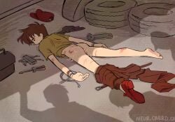 asian_male bite_mark bite_marks fluids garage male male_only mechanic passed_out rape raped sabu_(speed_racer) sexual_assault sparky_(speed_racer) speed_racer_(mach_go_go_go) tied_up