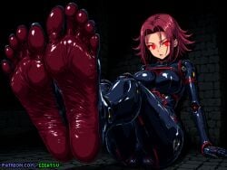 ai_generated android code_geass dungeon feet foot_fetish foot_focus gigatsu kallen_stadtfeld pixel_art robot robot_girl sole_female soles toes