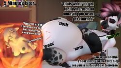 16:9 arrell_(artist) begging belly bodily_fluids burping dialogue digestion digestion_noises duo english_text equid equine female female/female hasbro hi_res horse hyena implied_disposal internal mammal my_little_pony onomatopoeia oral_vore penny_(arrell) sizzling sound_effects stomach_acid text tongue tongue_out vore widescreen