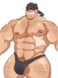 balls bara bulge disembodied_hand flaccid iwao_oguro knuckleduster_(my_hero_academia) male male_only muscles muscular my_hero_academia penis sweat sweating totokung7250 vigilante:_my_hero_academia_illegals